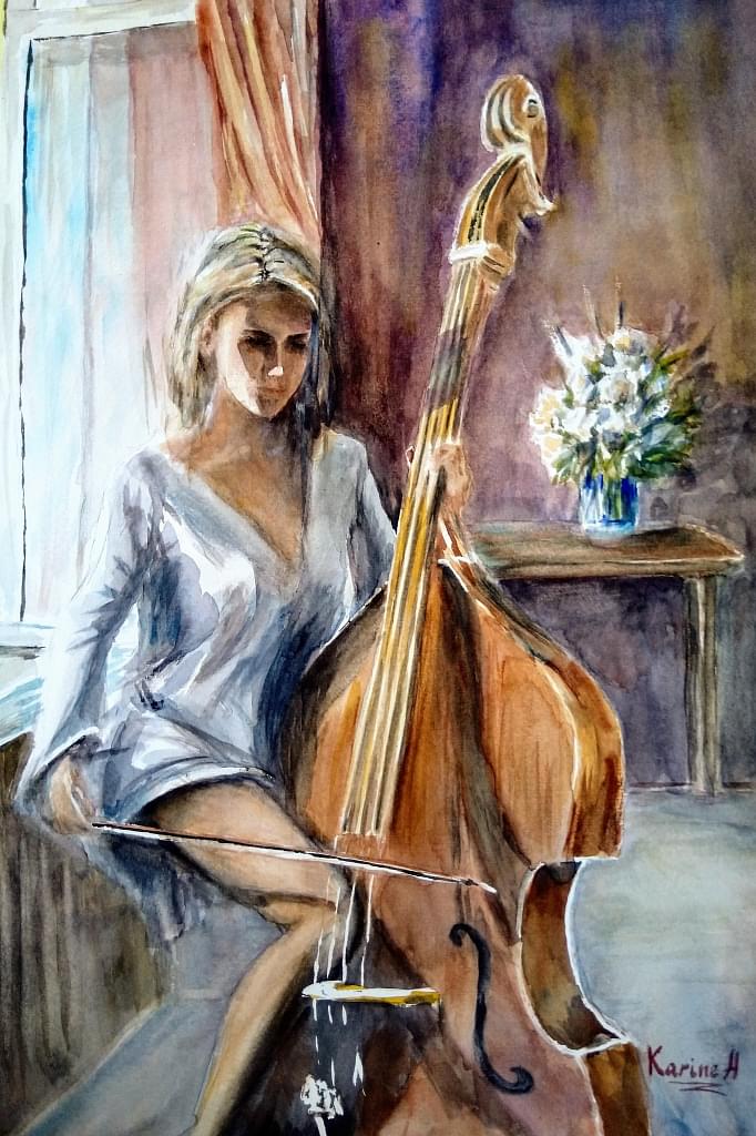 Картина девушка в виолончелью