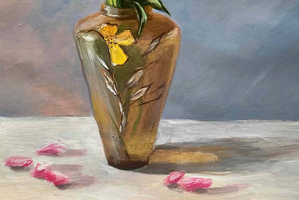 Картина акрилом «Пионы в вазе» Фото #1
