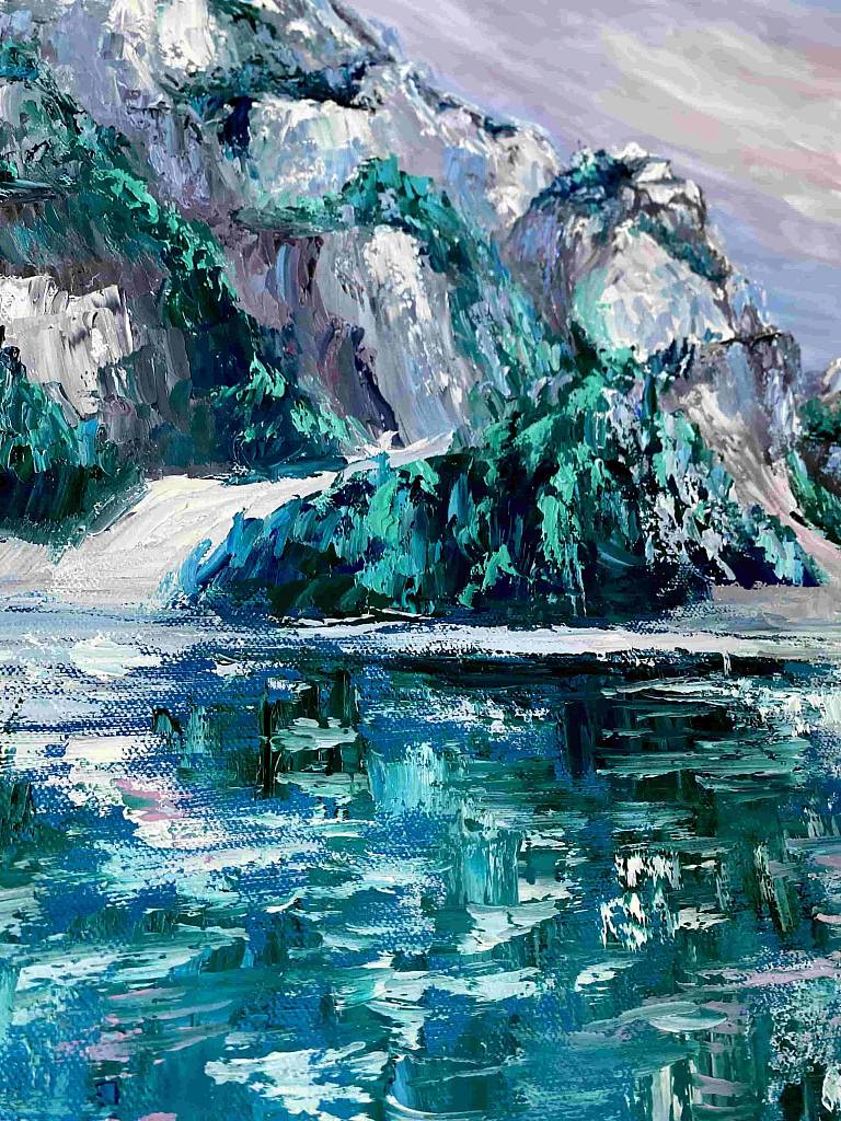 Картина маслом горный пейзаж "Озеро Брайес" Фото #1